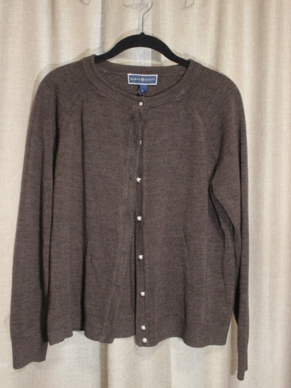 Karen Scott Cardigan with Pearl Buttons
